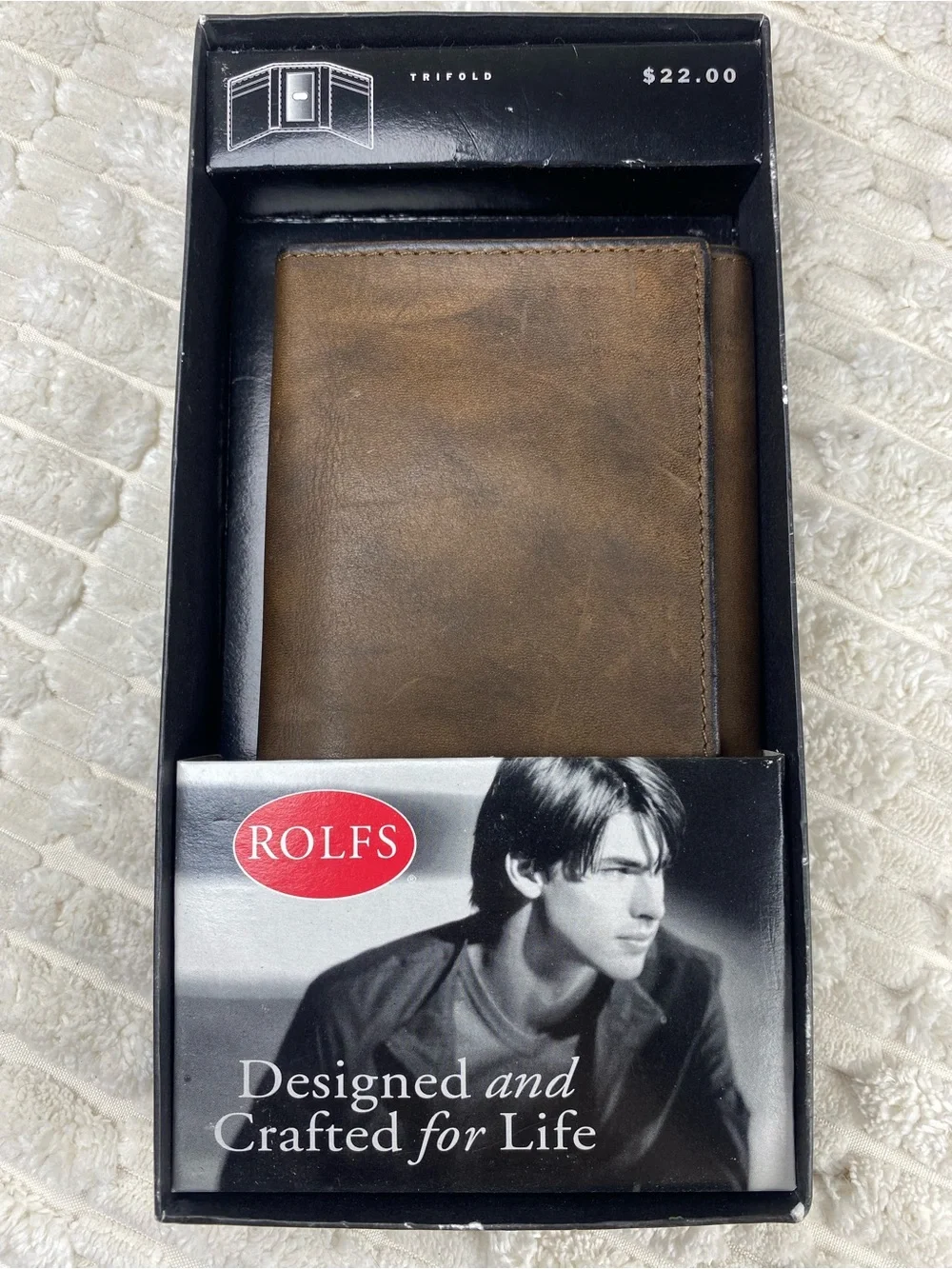 Vintage 1990s Rolfs Leather Trifold Wallet New In Box Deadstock